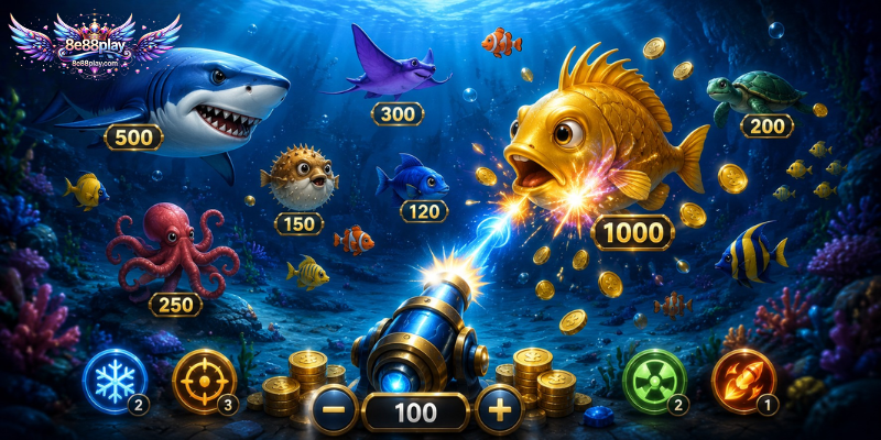 The Baji fish shooting game lets players shoot fish for rewards.